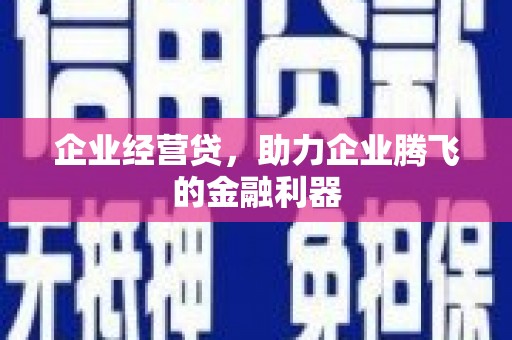 碑林企业经营贷，助力企业腾飞的金融利器