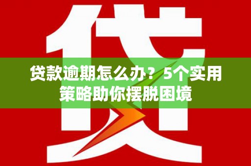 碑林贷款逾期怎么办？5个实用策略助你摆脱困境