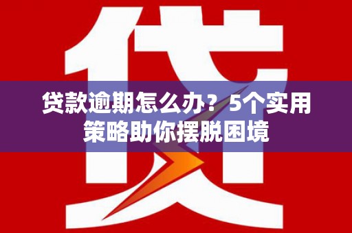 碑林贷款逾期怎么办？5个实用策略助你摆脱困境
