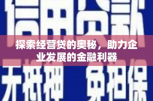 碑林探索经营贷的奥秘，助力企业发展的金融利器