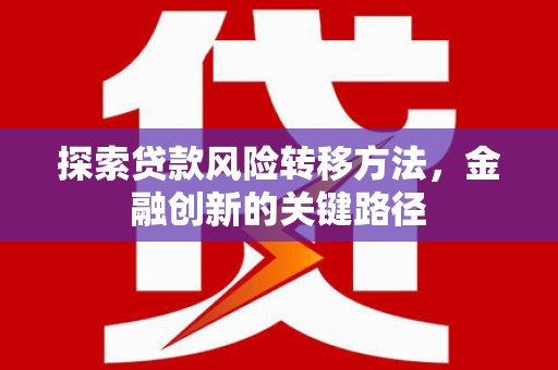 碑林探索贷款风险转移方法，金融创新的关键路径