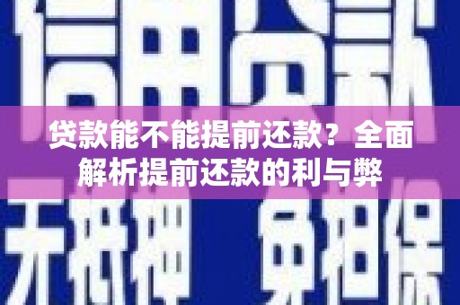 碑林贷款能不能提前还款？全面解析提前还款的利与弊