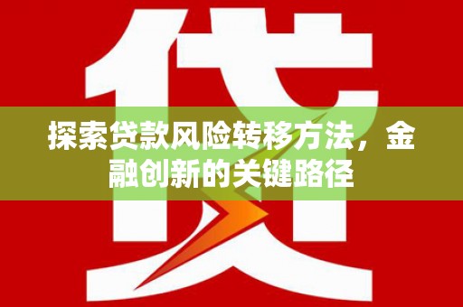 碑林探索贷款风险转移方法，金融创新的关键路径