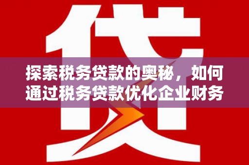 碑林探索税务贷款的奥秘，如何通过税务贷款优化企业财务