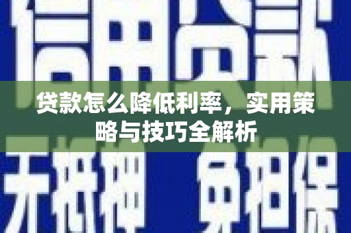 碑林贷款怎么降低利率，实用策略与技巧全解析
