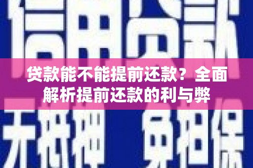 碑林贷款能不能提前还款？全面解析提前还款的利与弊