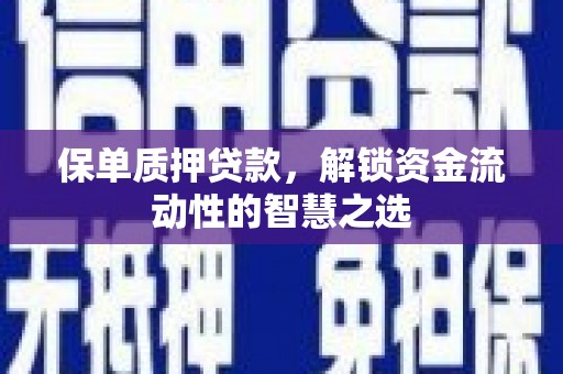 碑林保单质押贷款，解锁资金流动性的智慧之选